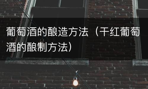葡萄酒的酿造方法（干红葡萄酒的酿制方法）