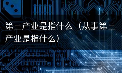 第三产业是指什么（从事第三产业是指什么）