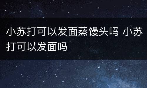 小苏打可以发面蒸馒头吗 小苏打可以发面吗