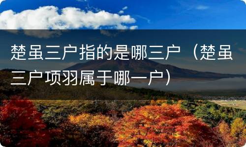楚虽三户指的是哪三户（楚虽三户项羽属于哪一户）