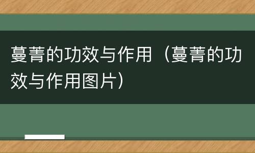 蔓菁的功效与作用（蔓菁的功效与作用图片）