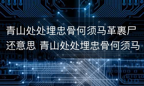 青山处处埋忠骨何须马革裹尸还意思 青山处处埋忠骨何须马革裹尸还意思20字