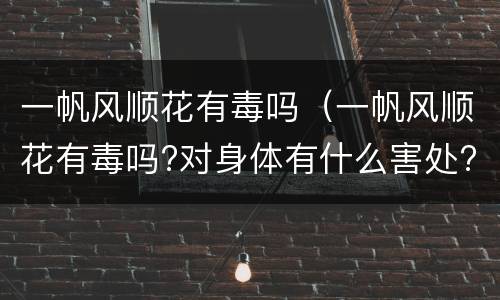 一帆风顺花有毒吗（一帆风顺花有毒吗?对身体有什么害处?）