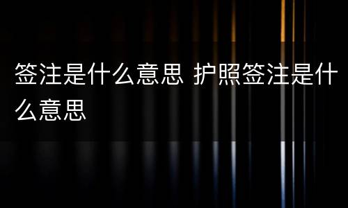 签注是什么意思 护照签注是什么意思