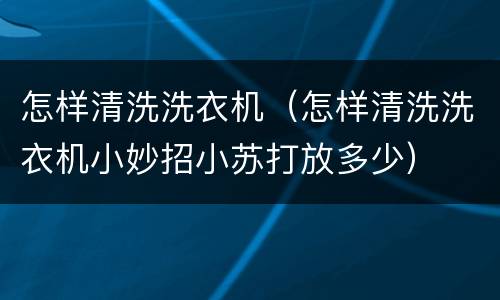 怎样清洗洗衣机（怎样清洗洗衣机小妙招小苏打放多少）