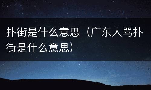 扑街是什么意思（广东人骂扑街是什么意思）