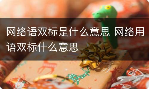 网络语双标是什么意思 网络用语双标什么意思