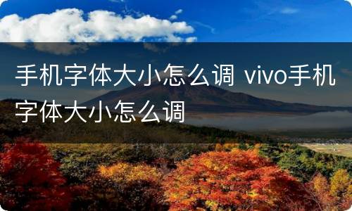 手机字体大小怎么调 vivo手机字体大小怎么调