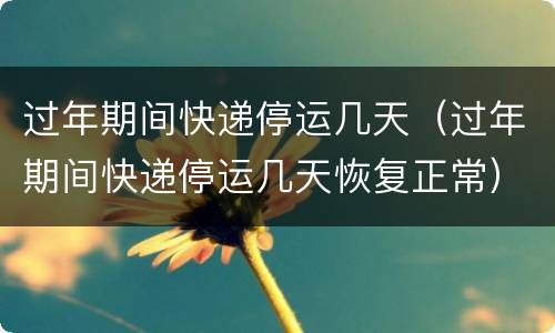 过年期间快递停运几天（过年期间快递停运几天恢复正常）