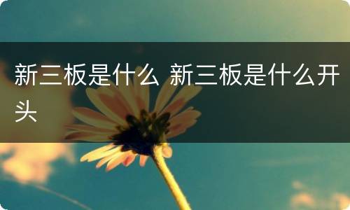 新三板是什么 新三板是什么开头