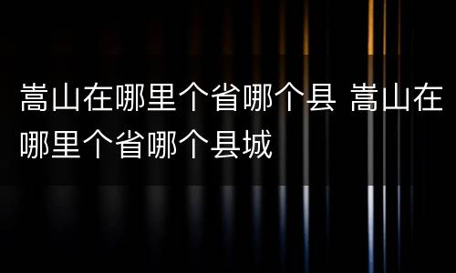 嵩山在哪里个省哪个县 嵩山在哪里个省哪个县城