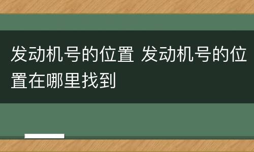 发动机号的位置 发动机号的位置在哪里找到