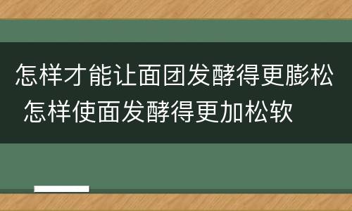 怎样才能让面团发酵得更膨松 怎样使面发酵得更加松软