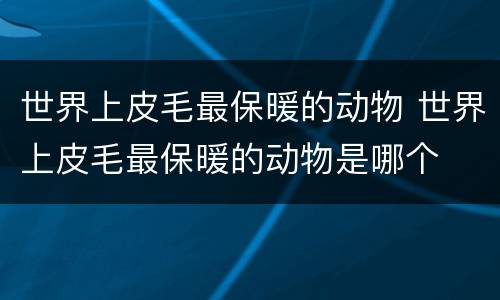 世界上皮毛最保暖的动物 世界上皮毛最保暖的动物是哪个