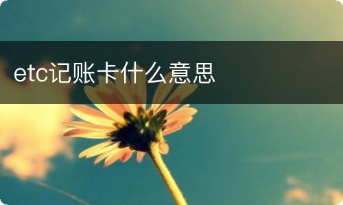 etc记账卡什么意思