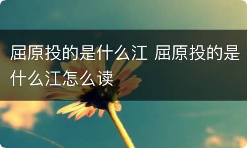 屈原投的是什么江 屈原投的是什么江怎么读