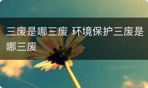 三废是哪三废 环境保护三废是哪三废