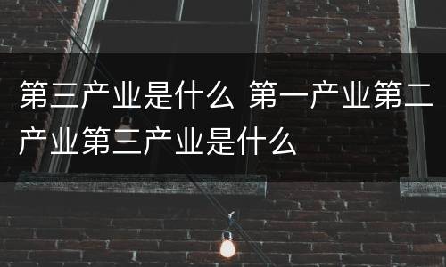 第三产业是什么 第一产业第二产业第三产业是什么