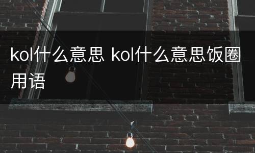 kol什么意思 kol什么意思饭圈用语