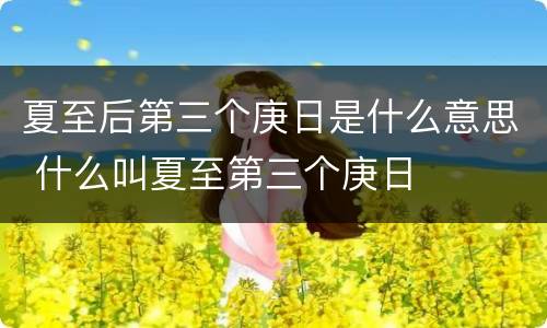 夏至后第三个庚日是什么意思 什么叫夏至第三个庚日