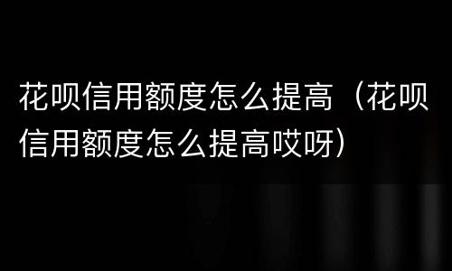 花呗信用额度怎么提高（花呗信用额度怎么提高哎呀）