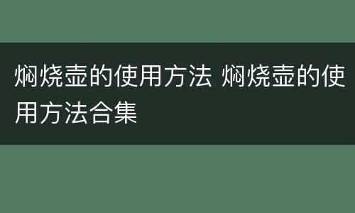 焖烧壶的使用方法 焖烧壶的使用方法合集