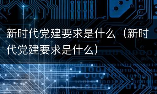 新时代党建要求是什么（新时代党建要求是什么）