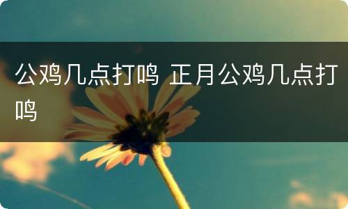 公鸡几点打鸣 正月公鸡几点打鸣