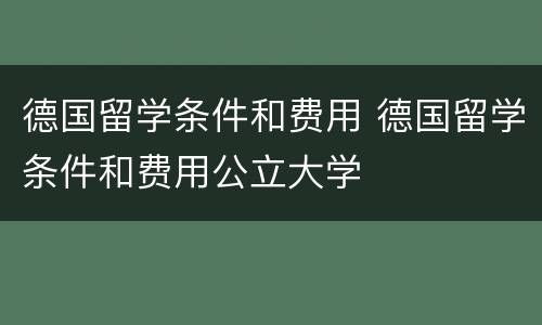 德国留学条件和费用 德国留学条件和费用公立大学