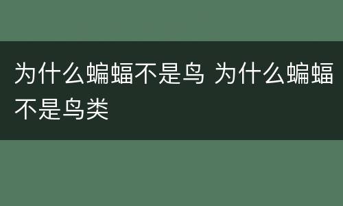 为什么蝙蝠不是鸟 为什么蝙蝠不是鸟类