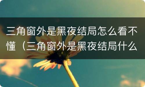 三角窗外是黑夜结局怎么看不懂（三角窗外是黑夜结局什么意思）