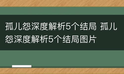 孤儿怨深度解析5个结局 孤儿怨深度解析5个结局图片