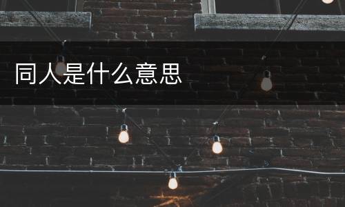 同人是什么意思