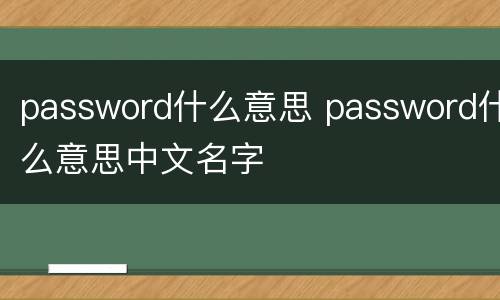password什么意思 password什么意思中文名字