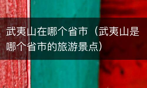 武夷山在哪个省市（武夷山是哪个省市的旅游景点）