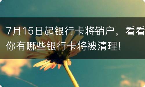 7月15日起银行卡将销户，看看你有哪些银行卡将被清理!