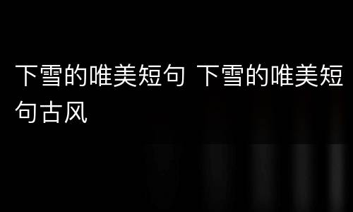 下雪的唯美短句 下雪的唯美短句古风