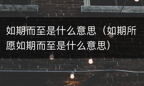 如期而至是什么意思（如期所愿如期而至是什么意思）