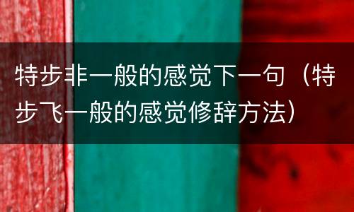 特步非一般的感觉下一句（特步飞一般的感觉修辞方法）