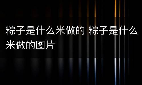 粽子是什么米做的 粽子是什么米做的图片