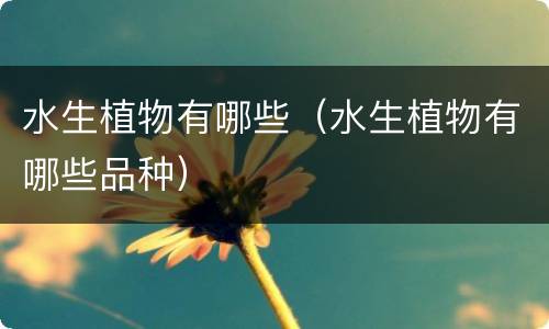 水生植物有哪些（水生植物有哪些品种）
