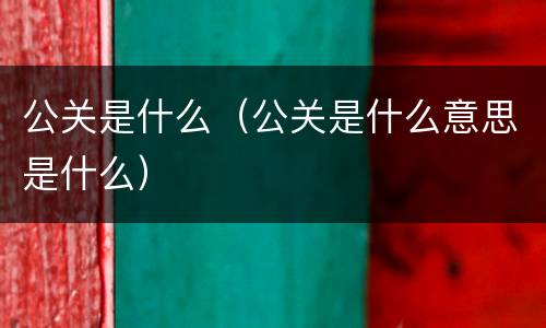 公关是什么（公关是什么意思是什么）