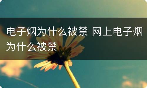 电子烟为什么被禁 网上电子烟为什么被禁
