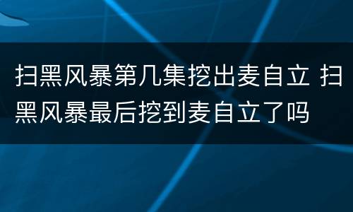 扫黑风暴第几集挖出麦自立 扫黑风暴最后挖到麦自立了吗