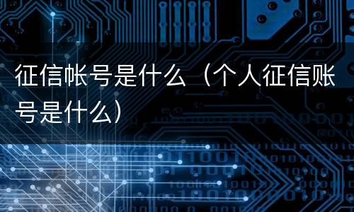 征信帐号是什么（个人征信账号是什么）