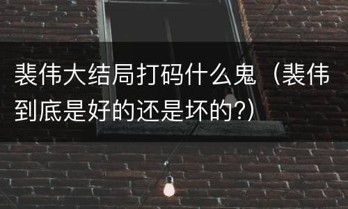 裴伟大结局打码什么鬼（裴伟到底是好的还是坏的?）