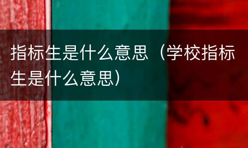 指标生是什么意思（学校指标生是什么意思）