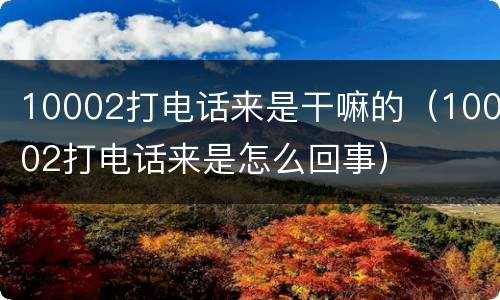 10002打电话来是干嘛的（10002打电话来是怎么回事）