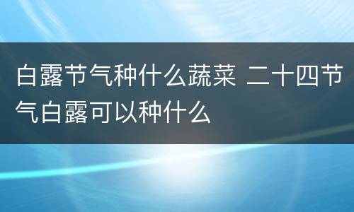 白露节气种什么蔬菜 二十四节气白露可以种什么