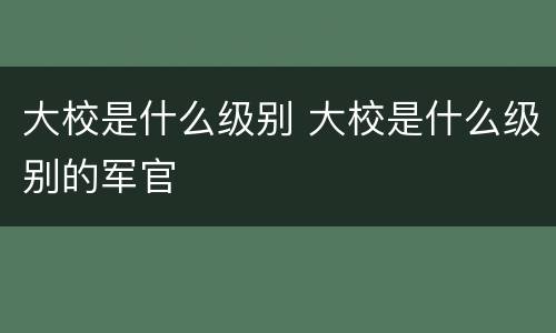 大校是什么级别 大校是什么级别的军官